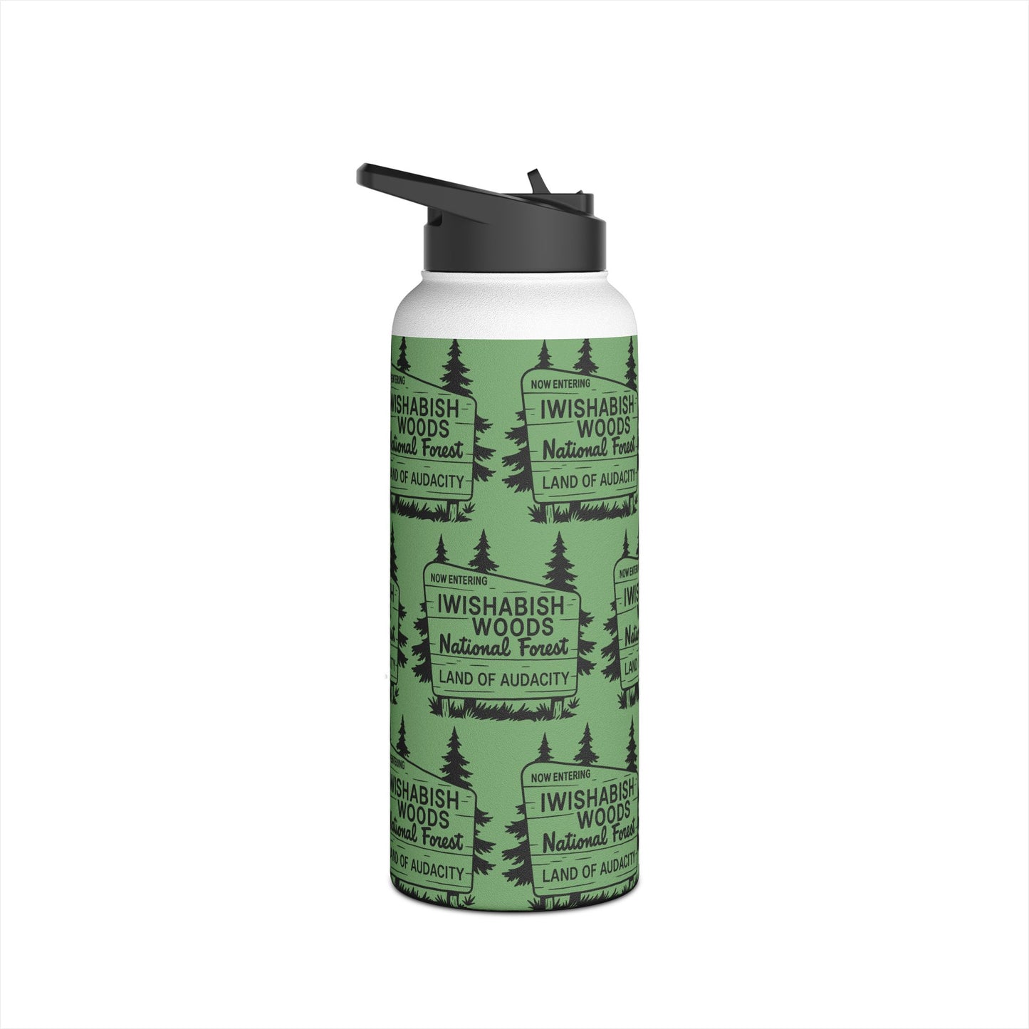 Iwishabish Woods National Forest Stainless Steel Water Bottle — 'Land of Audacity' Outdoor Travel Bottle