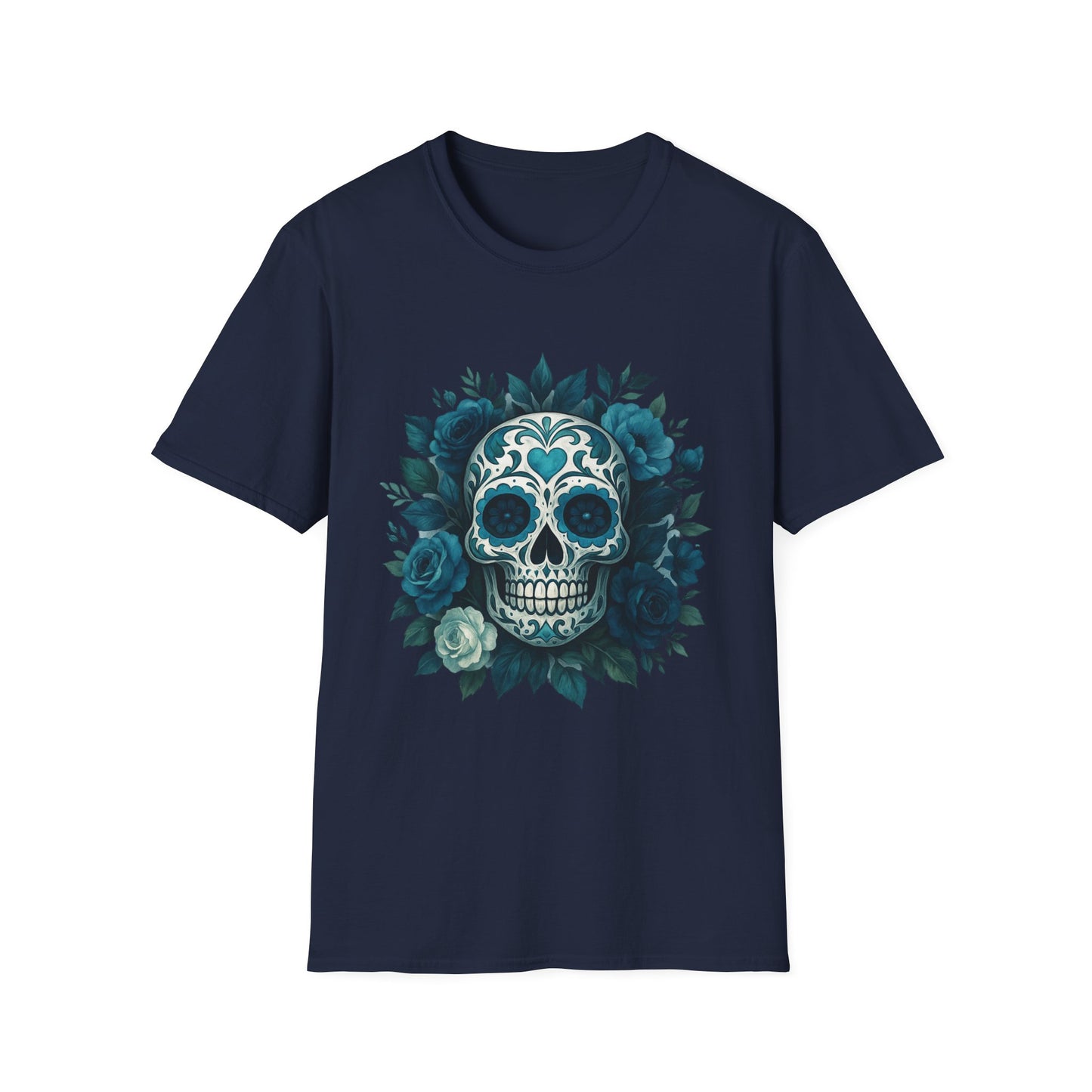 Colorful Floral Skull T-Shirt, Dia de los Muertos Tee, Casual Wear, Gifts for Her, Graphic Shirt, Boho Style Fashion