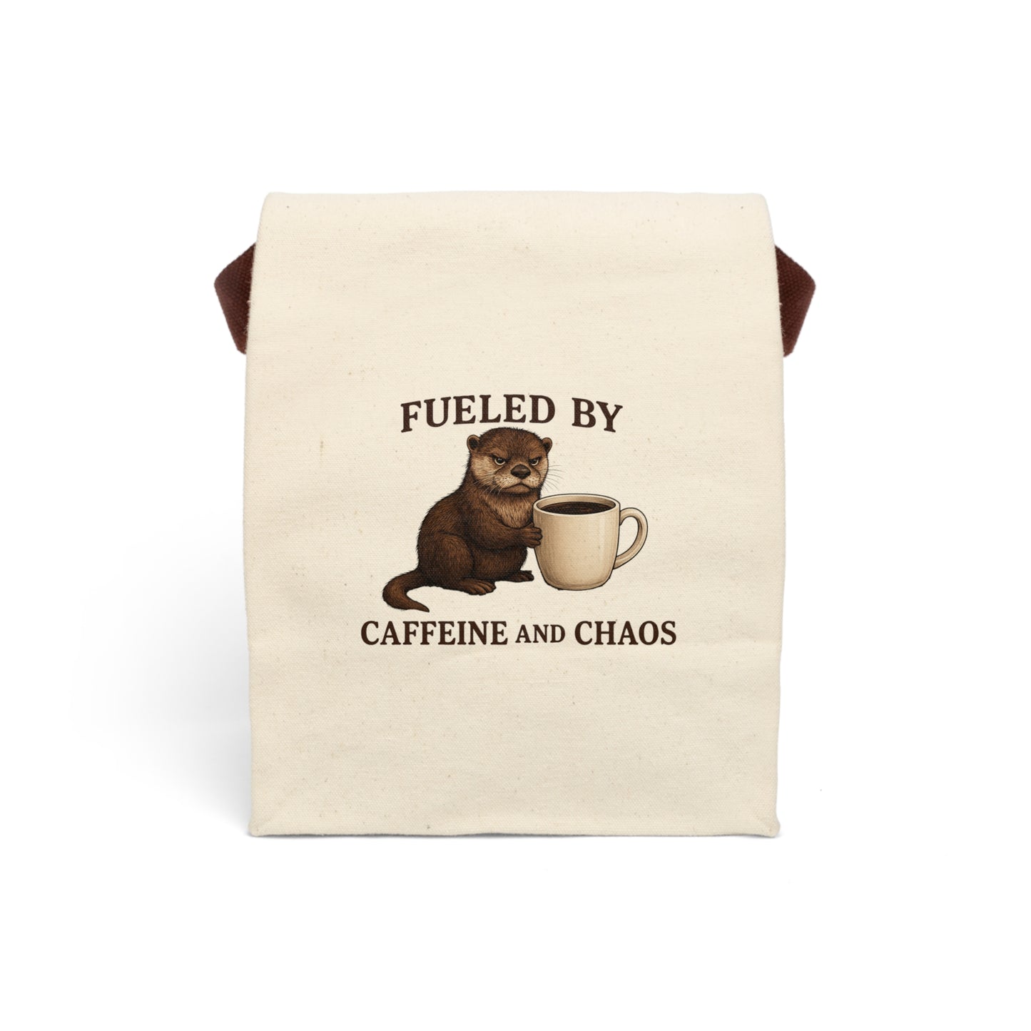 Canvas Lunch Bag — "Fueled by Caffeine and Chaos" Otter Design