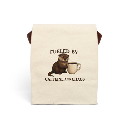 Canvas Lunch Bag — "Fueled by Caffeine and Chaos" Otter Design