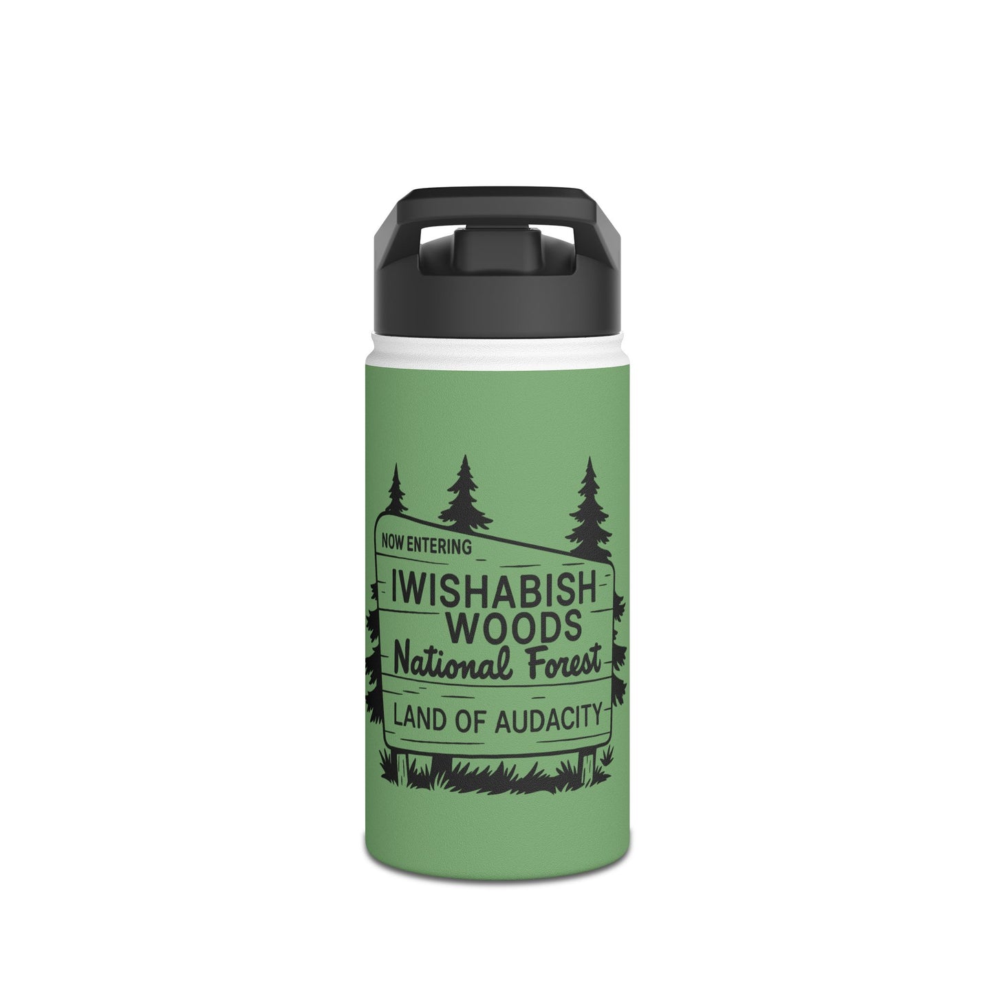 Iwishabish Woods National Forest Stainless Steel Water Bottle — 'Land of Audacity' Outdoor Travel Bottle