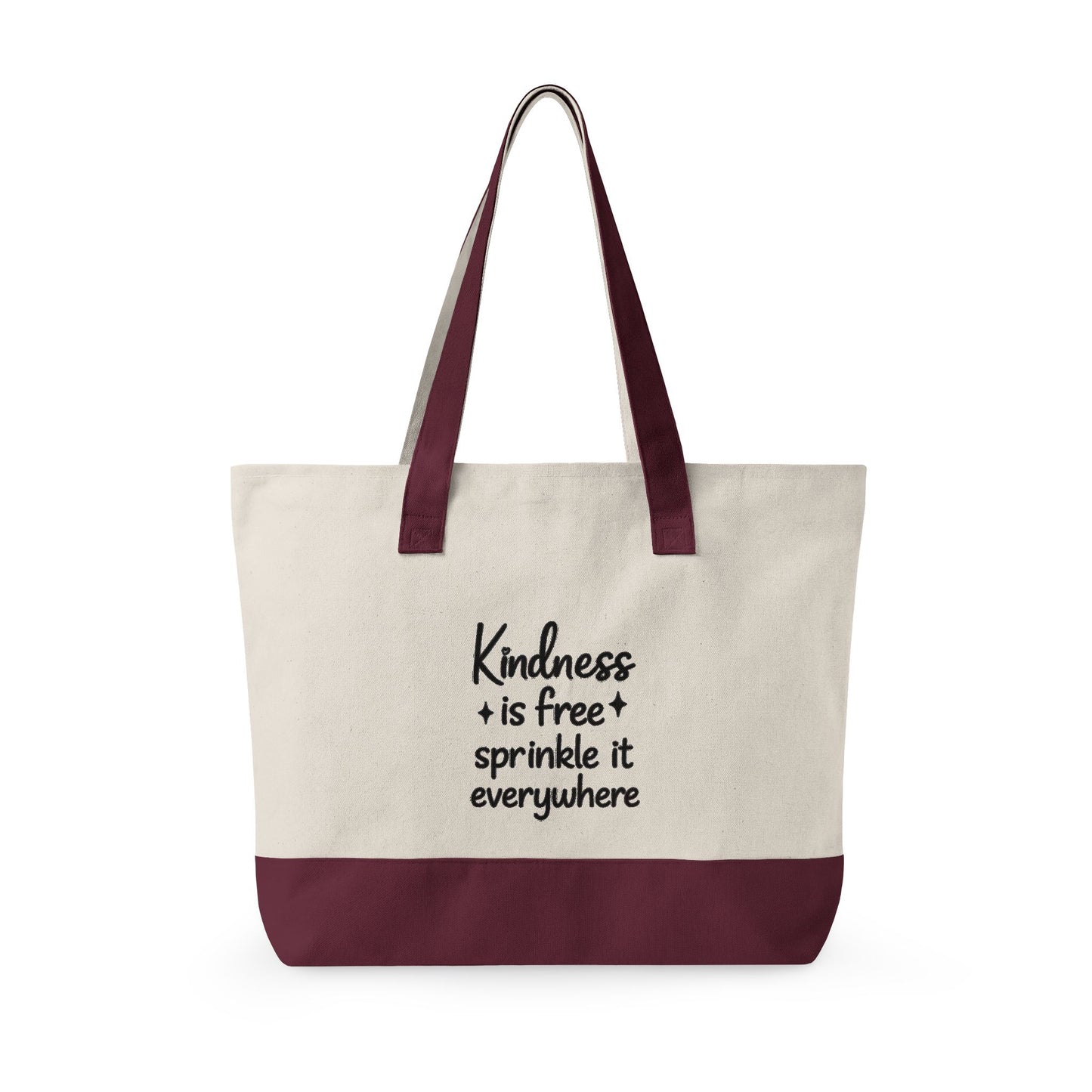 Canvas Tote Bag — “Kindness is Free, Sprinkle It Everywhere” Zippered Market Tote