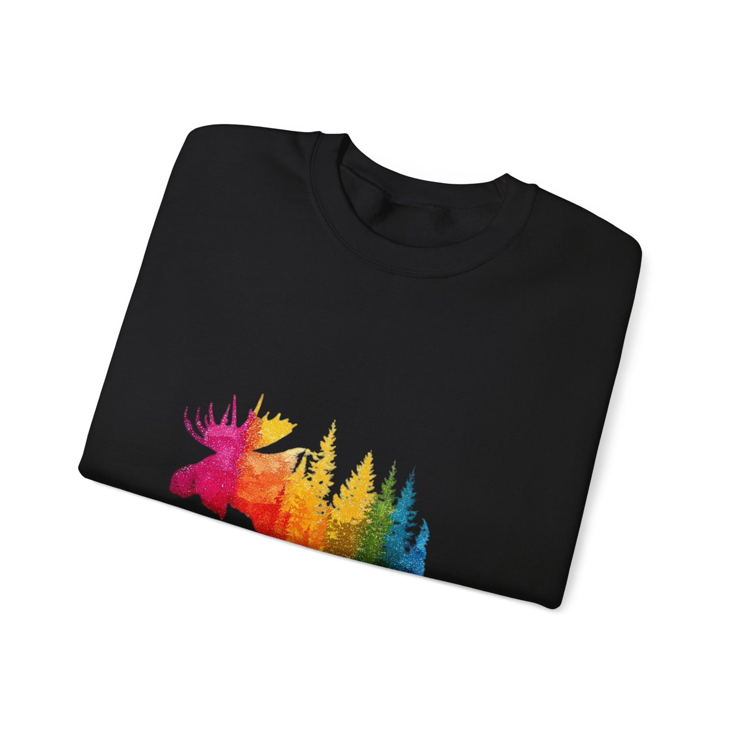 Moose Forest Crewneck Sweatshirt — LGBTQIA Wilderness Silhouette
