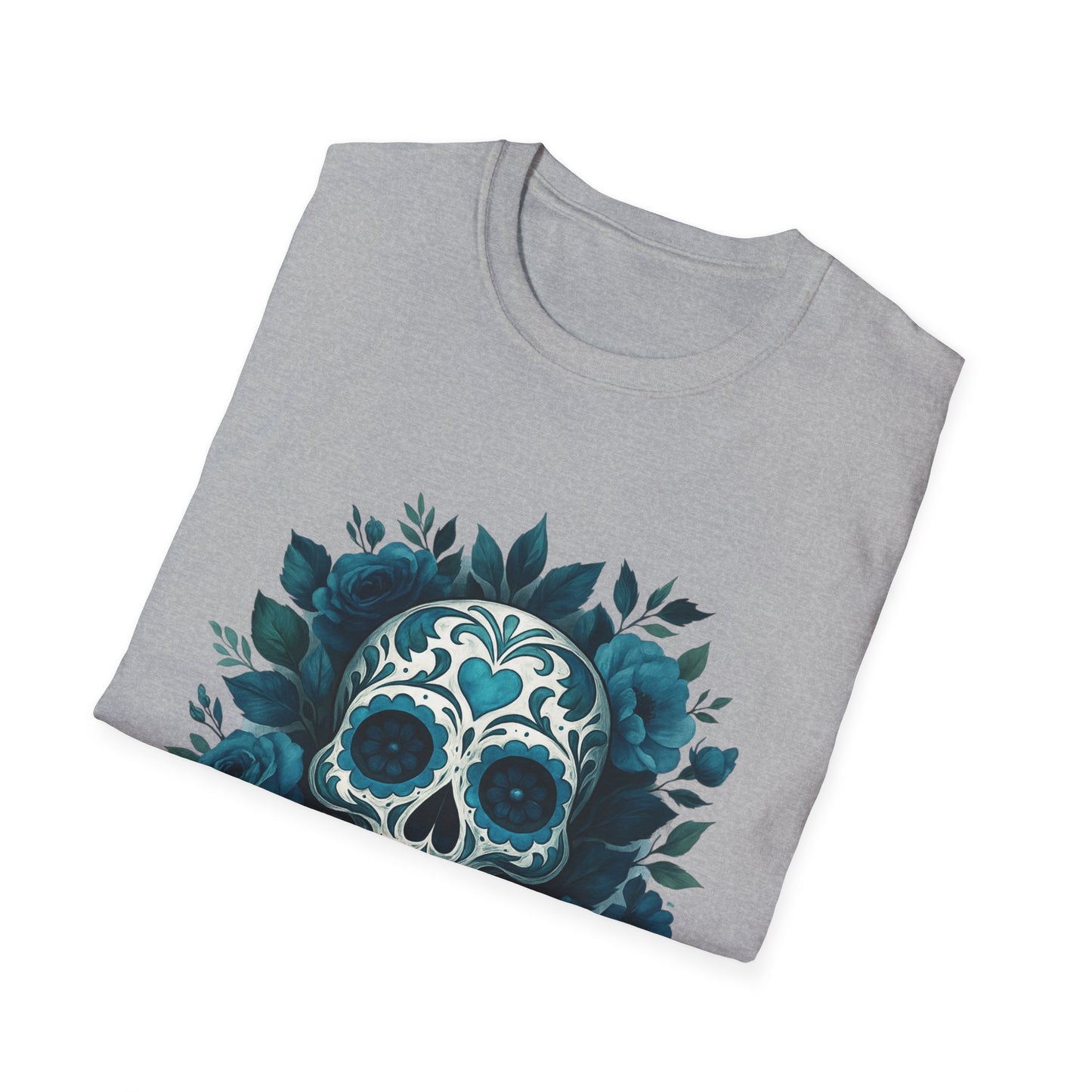 Colorful Floral Skull T-Shirt, Dia de los Muertos Tee, Casual Wear, Gifts for Her, Graphic Shirt, Boho Style Fashion