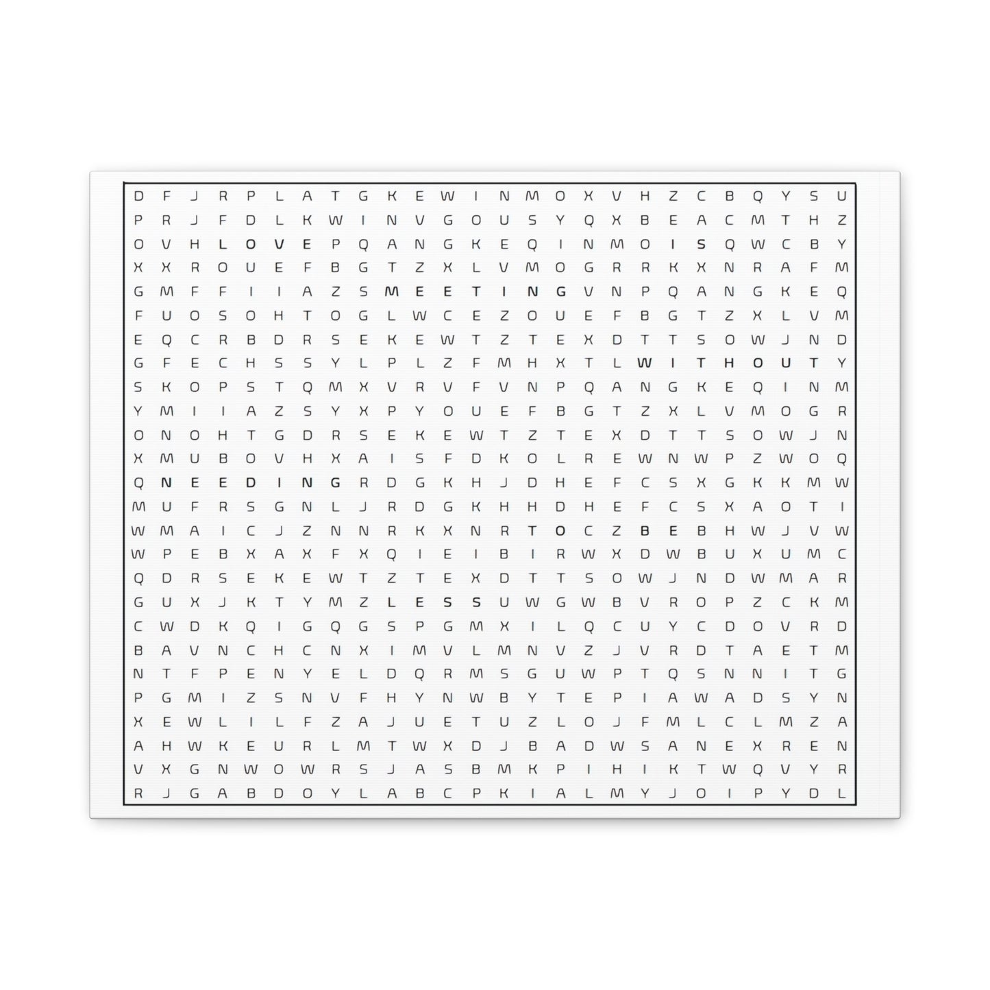 Minimalist Word Search Art Canvas – Black & White Typography Wall Decor