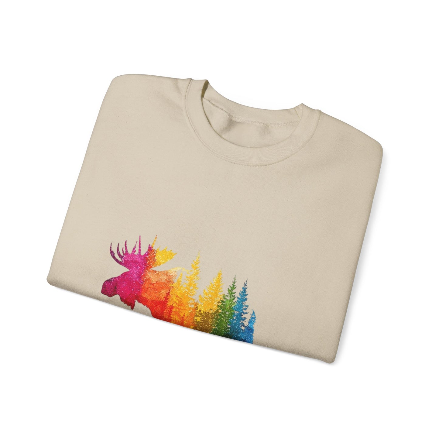 Moose Forest Crewneck Sweatshirt — LGBTQIA Wilderness Silhouette