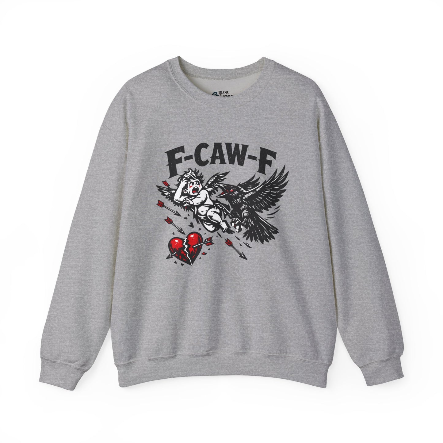 Anti-Valentine’s Day Crewneck Sweatshirt – F-CAW-F Crow Graphic, Funny Dark Humor Sweatshirt