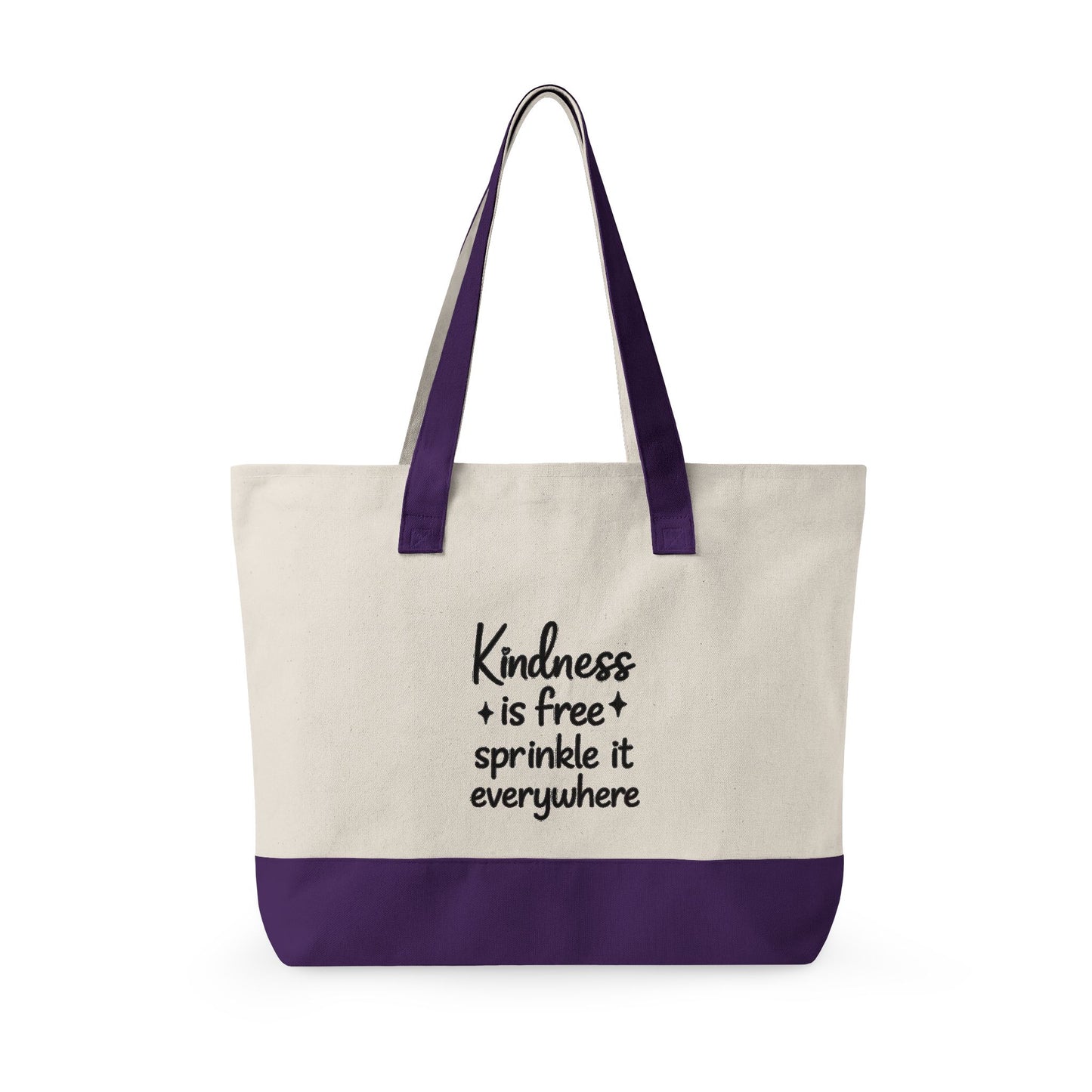 Canvas Tote Bag — “Kindness is Free, Sprinkle It Everywhere” Zippered Market Tote