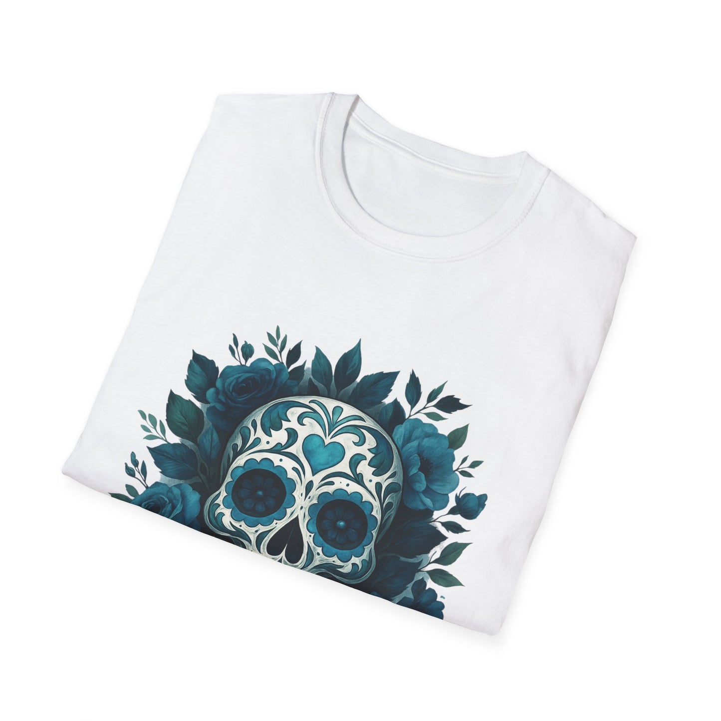 Colorful Floral Skull T-Shirt, Dia de los Muertos Tee, Casual Wear, Gifts for Her, Graphic Shirt, Boho Style Fashion