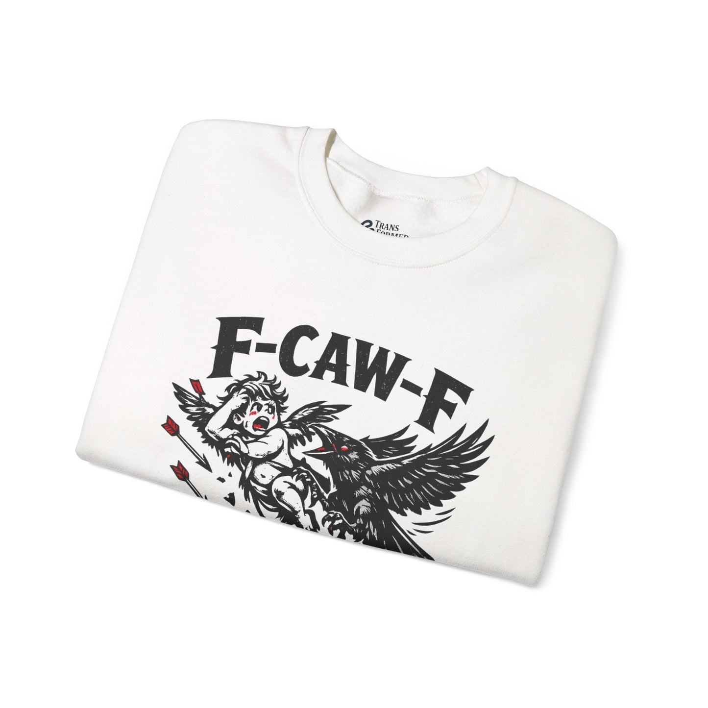 Anti-Valentine’s Day Crewneck Sweatshirt – F-CAW-F Crow Graphic, Funny Dark Humor Sweatshirt