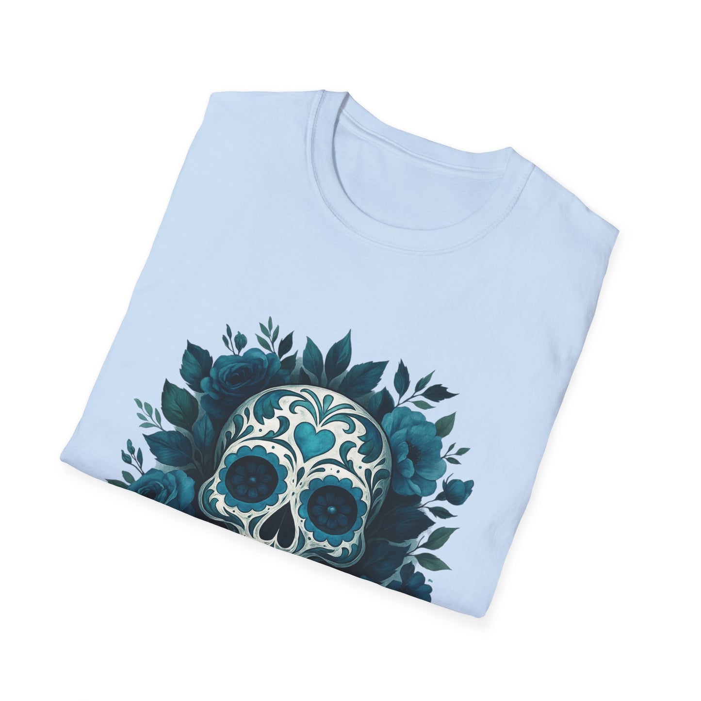 Colorful Floral Skull T-Shirt, Dia de los Muertos Tee, Casual Wear, Gifts for Her, Graphic Shirt, Boho Style Fashion