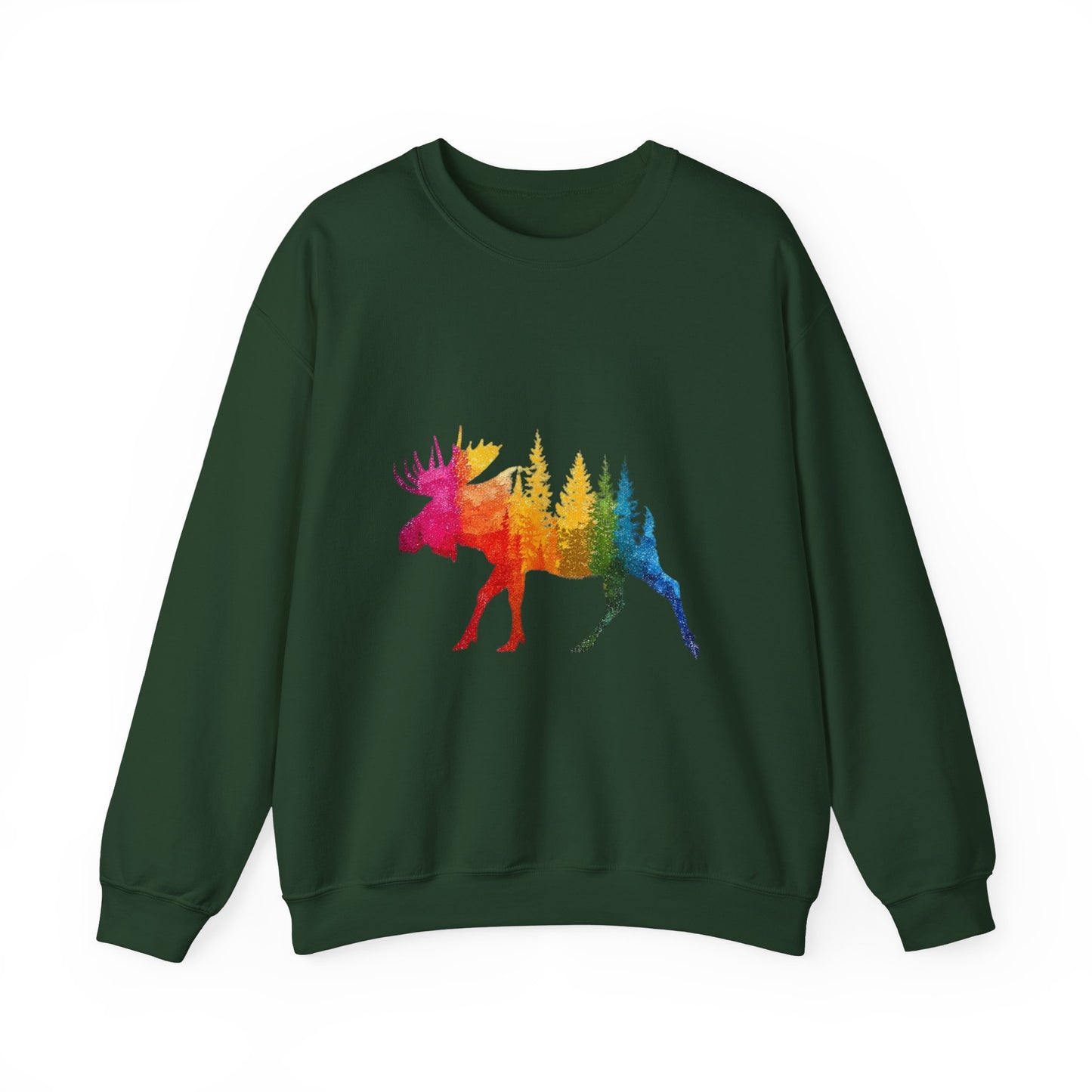 Moose Forest Crewneck Sweatshirt — LGBTQIA Wilderness Silhouette