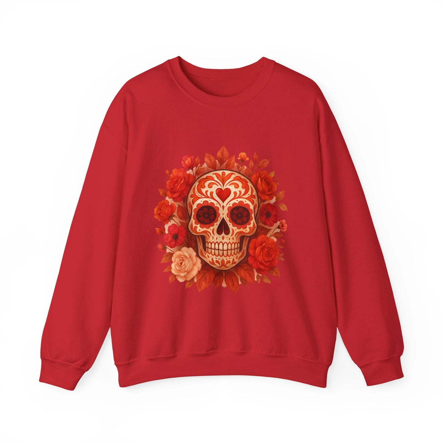Colorful Sugar Skull Sweatshirt, Unisex Crewneck Sweatshirt for Halloween, Unique Gift for Day of the Dead, Cozy Fall Fashion, Casual Wear
