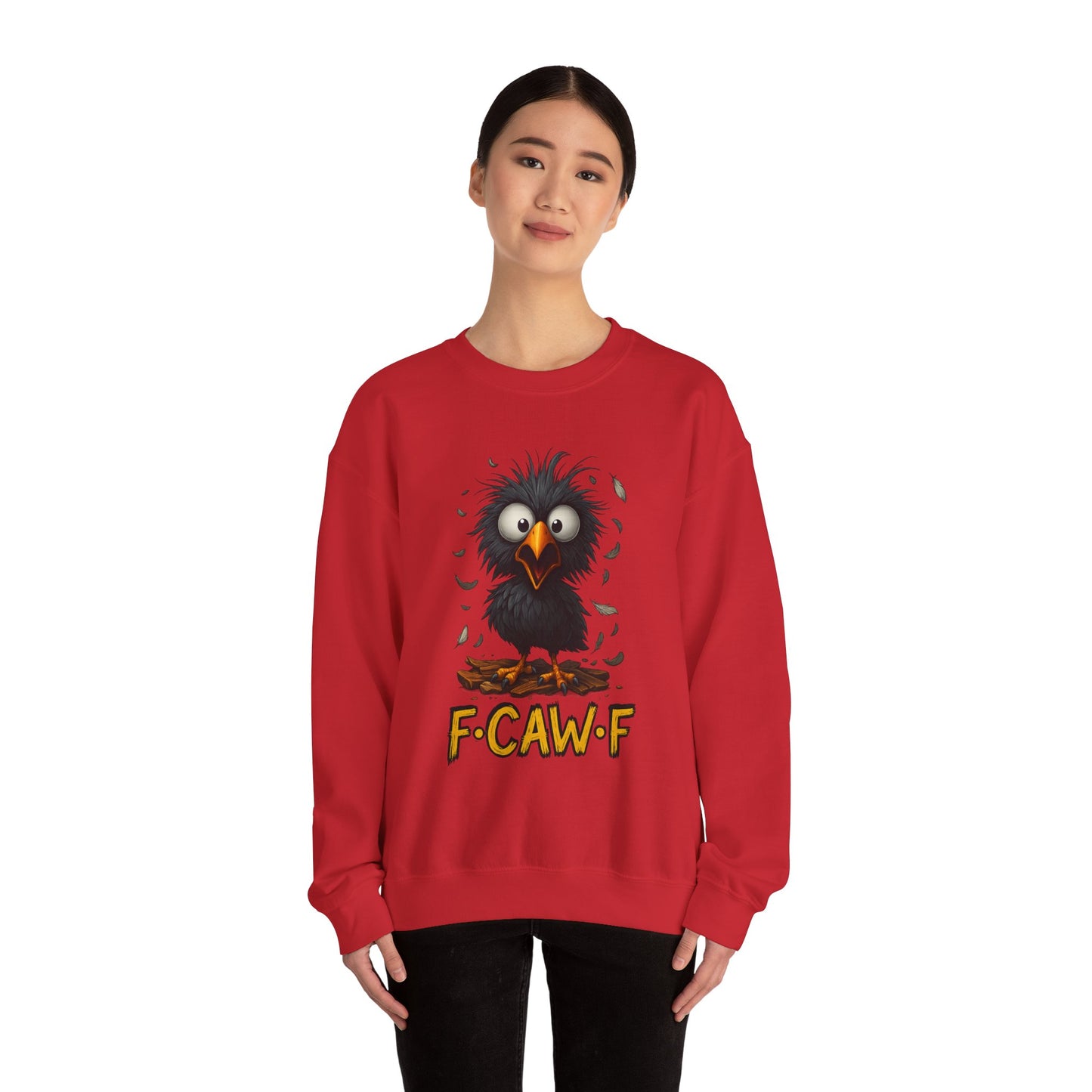 F-Cawf Funny Crewneck Sweatshirt, Cute Bird Sweatshirt, Unisex Sweatshirt Gift, Cozy Humor Apparel, Trendy Casual Wear