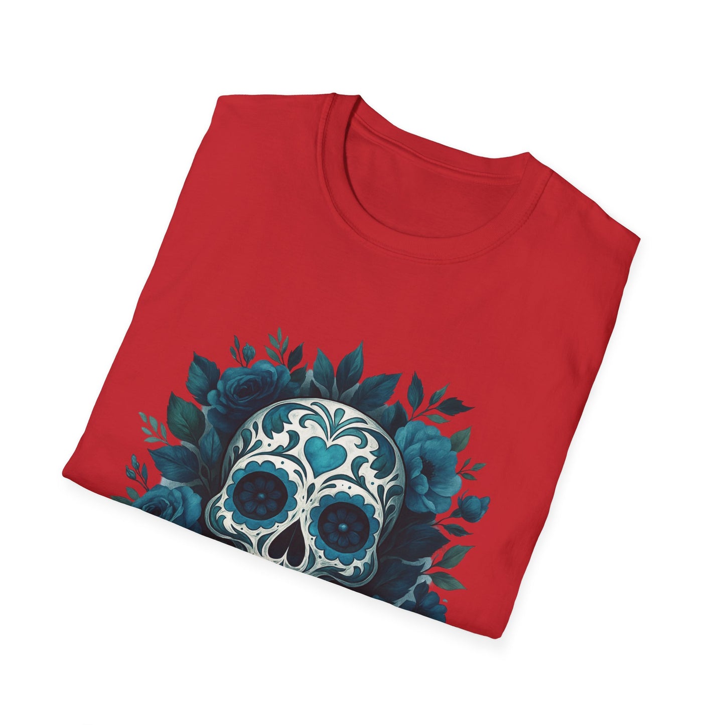Colorful Floral Skull T-Shirt, Dia de los Muertos Tee, Casual Wear, Gifts for Her, Graphic Shirt, Boho Style Fashion