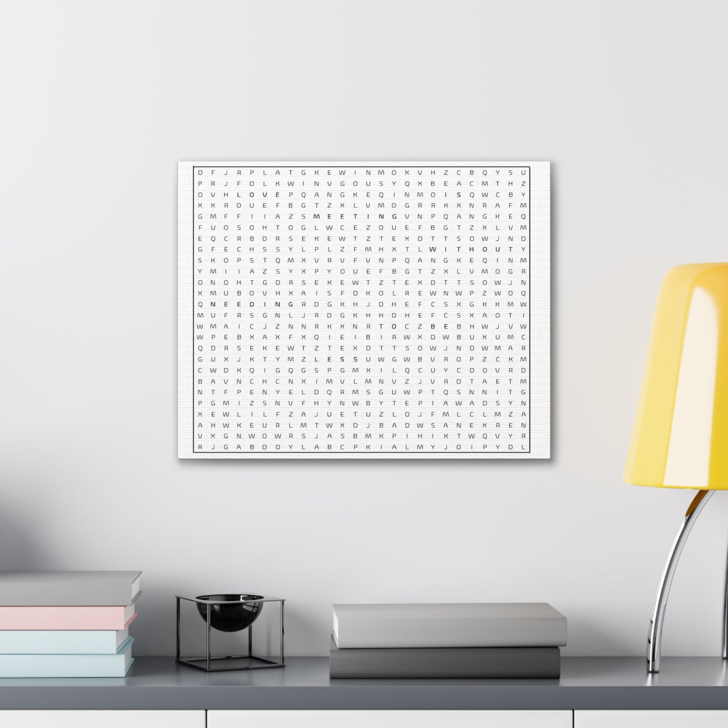 Minimalist Word Search Art Canvas – Black & White Typography Wall Decor