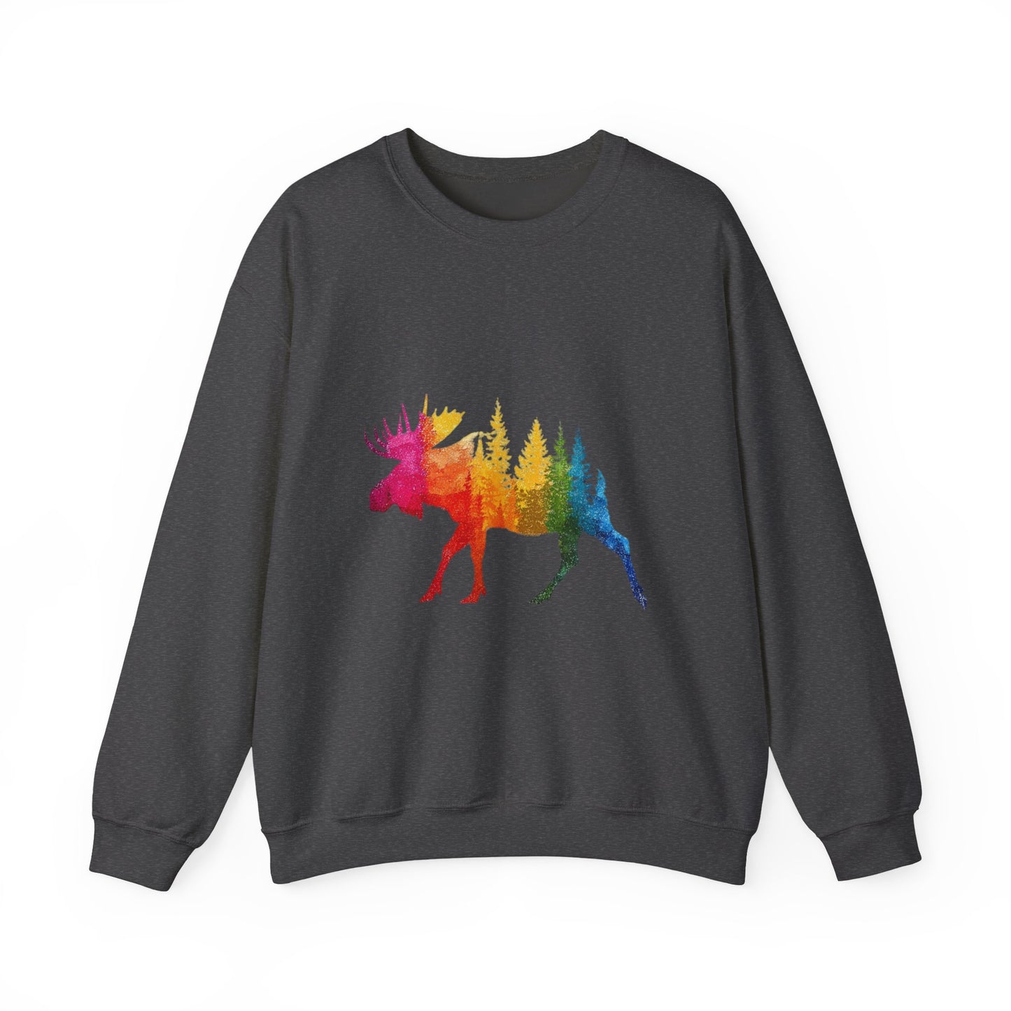 Moose Forest Crewneck Sweatshirt — LGBTQIA Wilderness Silhouette