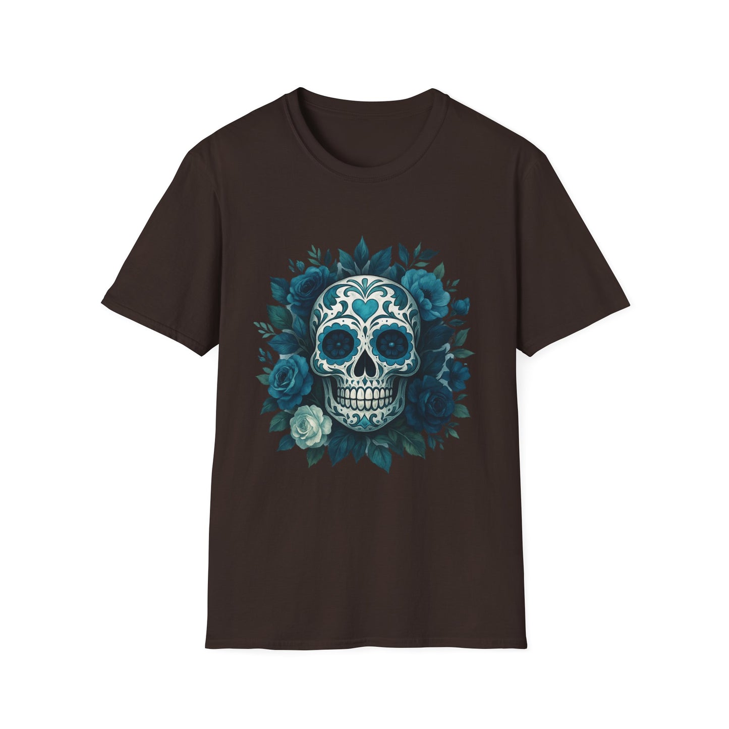 Colorful Floral Skull T-Shirt, Dia de los Muertos Tee, Casual Wear, Gifts for Her, Graphic Shirt, Boho Style Fashion