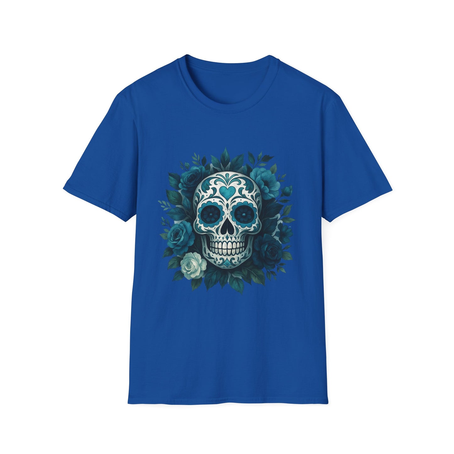 Colorful Floral Skull T-Shirt, Dia de los Muertos Tee, Casual Wear, Gifts for Her, Graphic Shirt, Boho Style Fashion