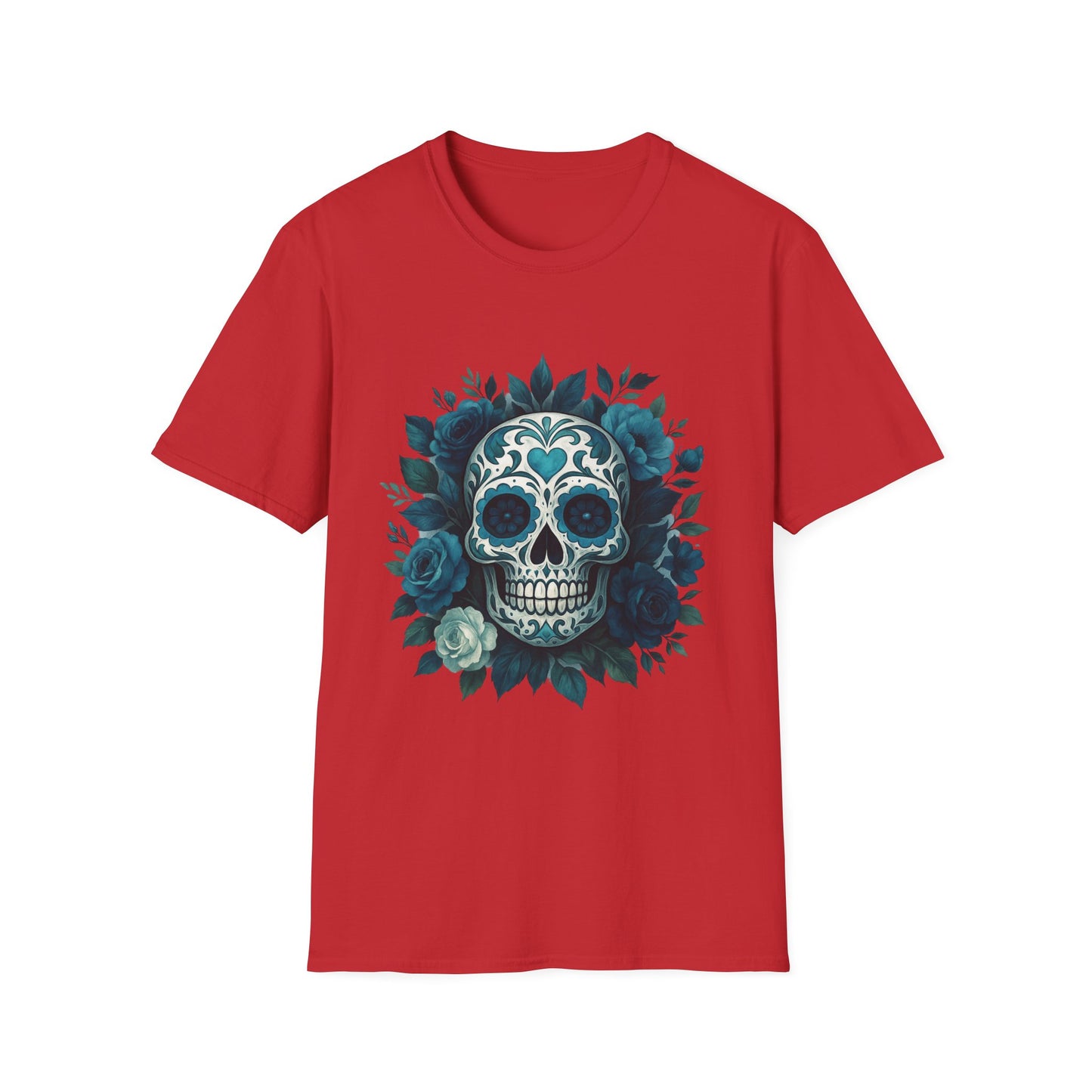 Colorful Floral Skull T-Shirt, Dia de los Muertos Tee, Casual Wear, Gifts for Her, Graphic Shirt, Boho Style Fashion