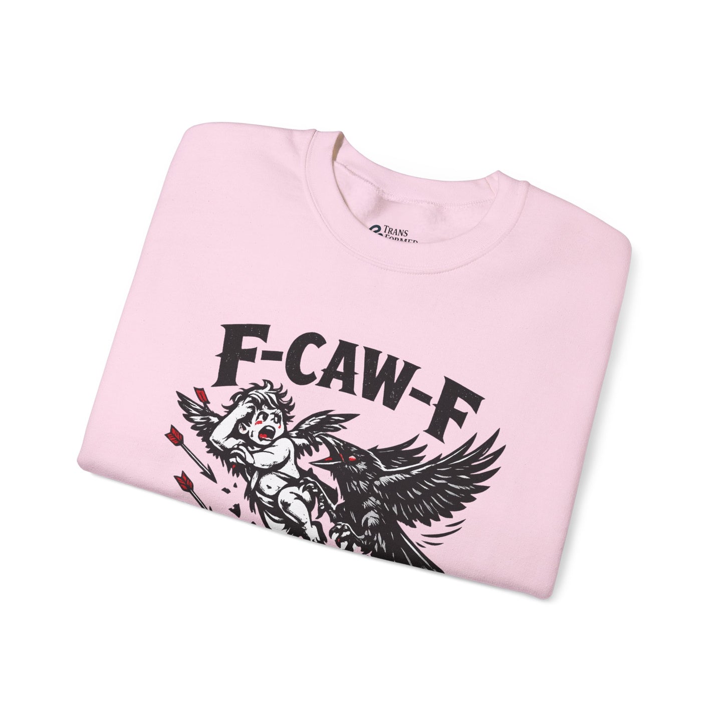 Anti-Valentine’s Day Crewneck Sweatshirt – F-CAW-F Crow Graphic, Funny Dark Humor Sweatshirt