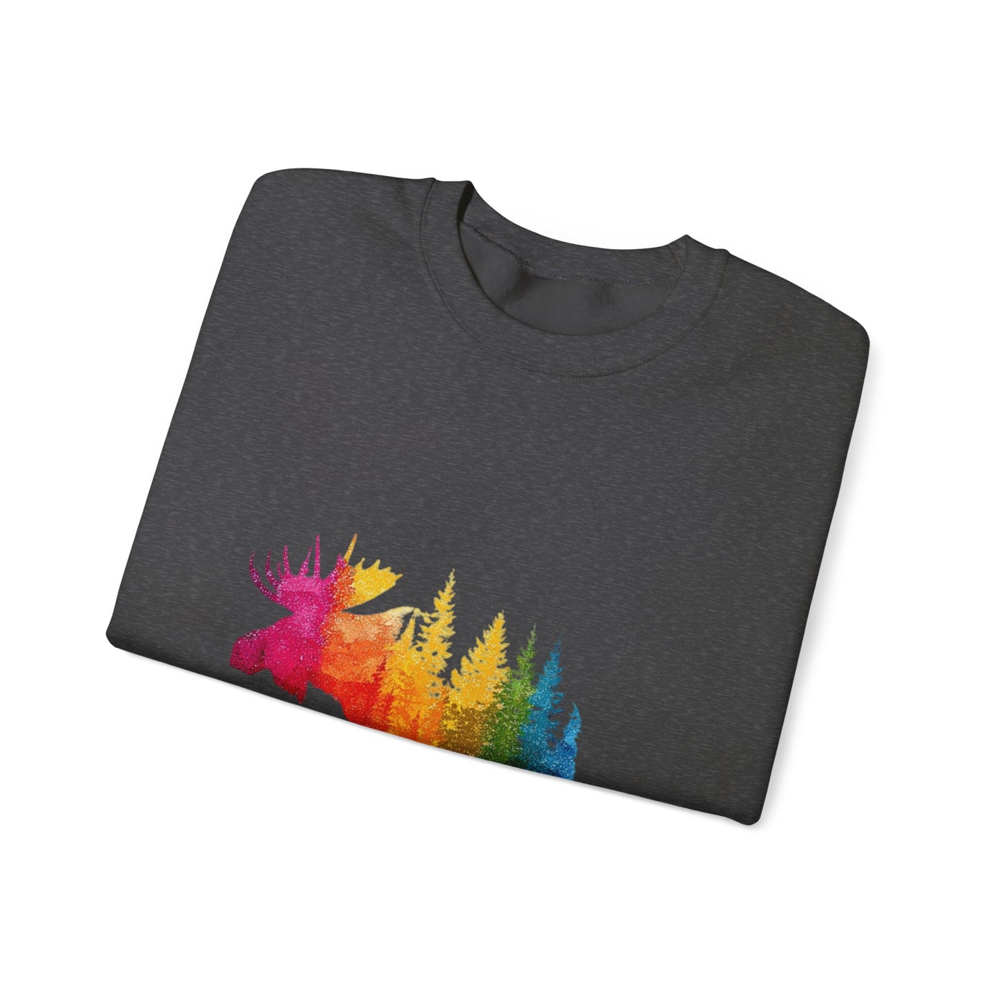 Moose Forest Crewneck Sweatshirt — LGBTQIA Wilderness Silhouette