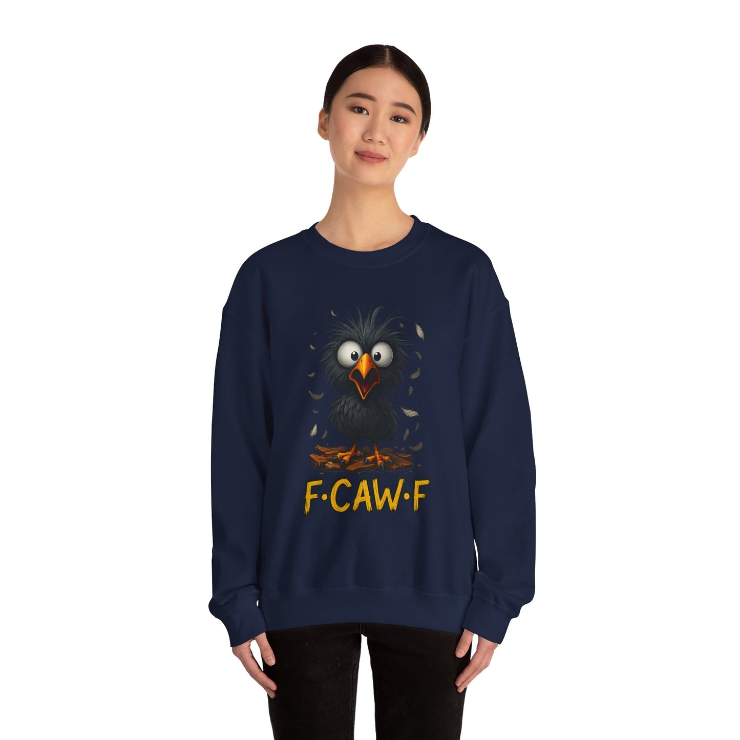 F-Cawf Funny Crewneck Sweatshirt, Cute Bird Sweatshirt, Unisex Sweatshirt Gift, Cozy Humor Apparel, Trendy Casual Wear