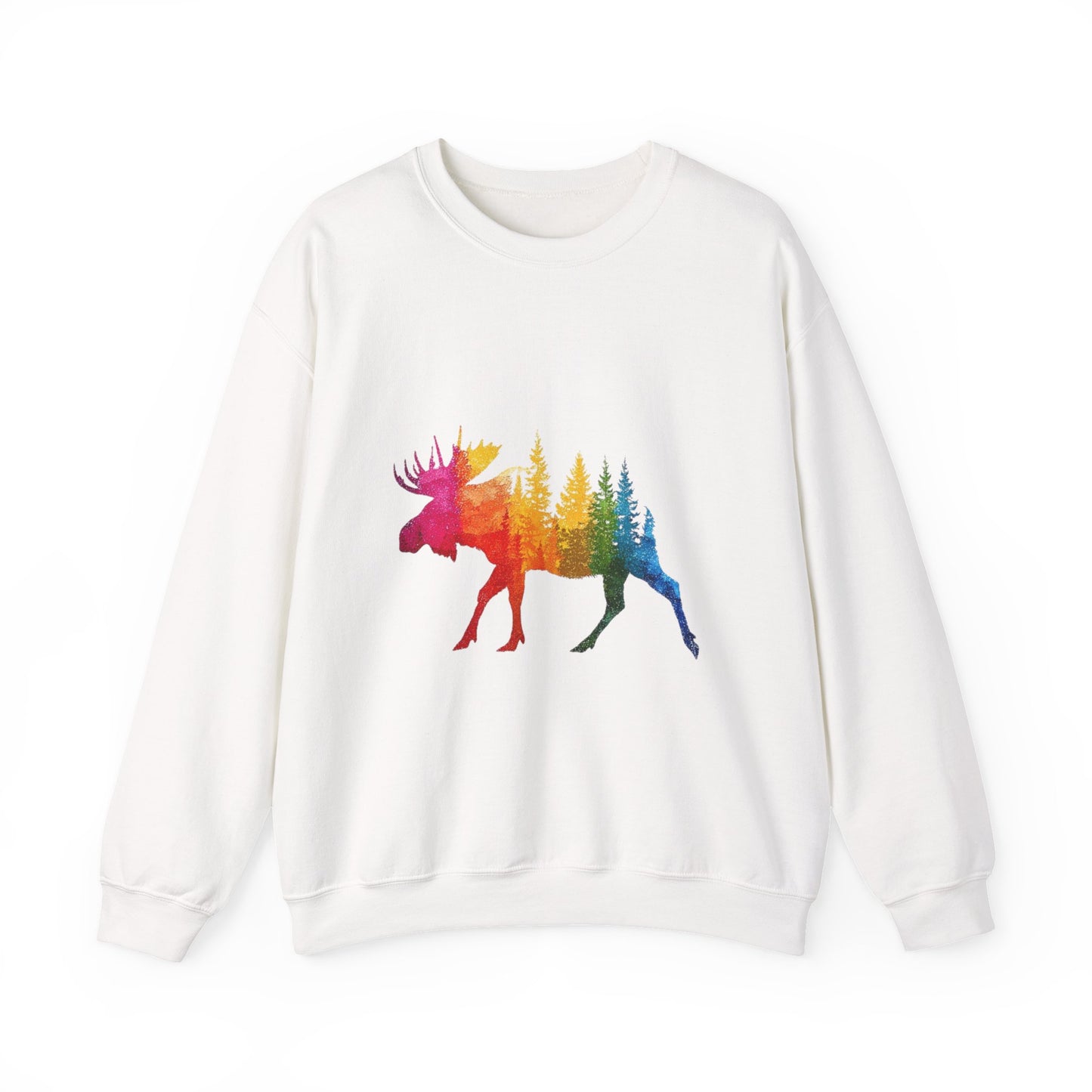Moose Forest Crewneck Sweatshirt — LGBTQIA Wilderness Silhouette