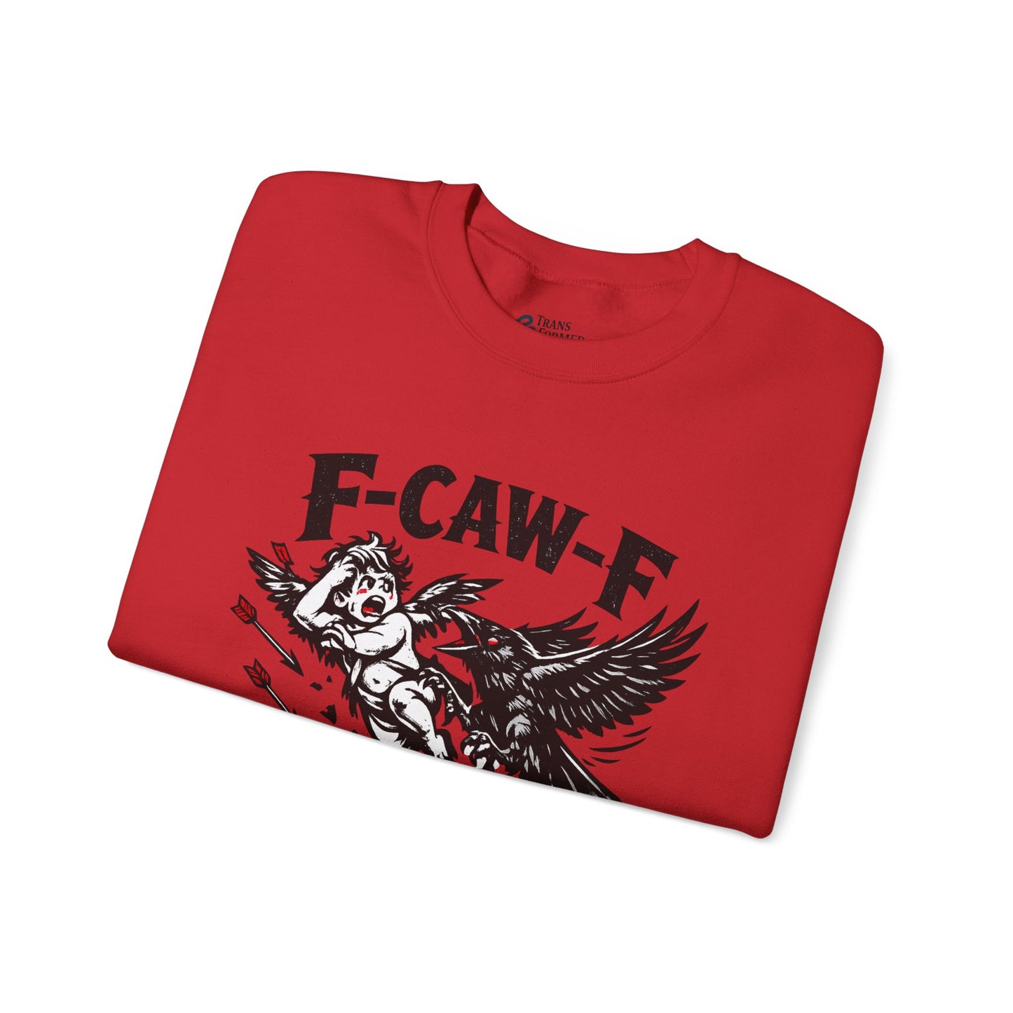 Anti-Valentine’s Day Crewneck Sweatshirt – F-CAW-F Crow Graphic, Funny Dark Humor Sweatshirt