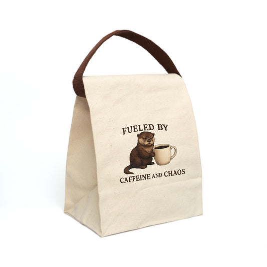 Canvas Lunch Bag — "Fueled by Caffeine and Chaos" Otter Design