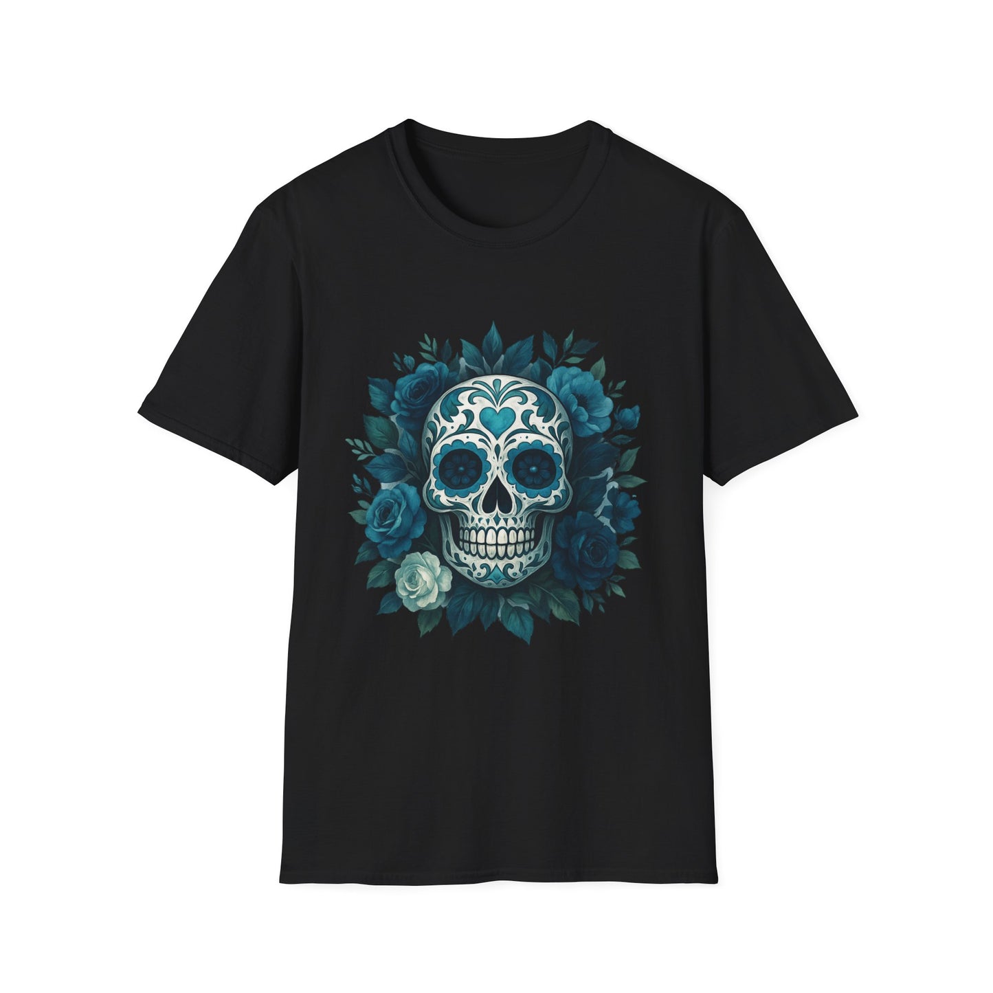 Colorful Floral Skull T-Shirt, Dia de los Muertos Tee, Casual Wear, Gifts for Her, Graphic Shirt, Boho Style Fashion