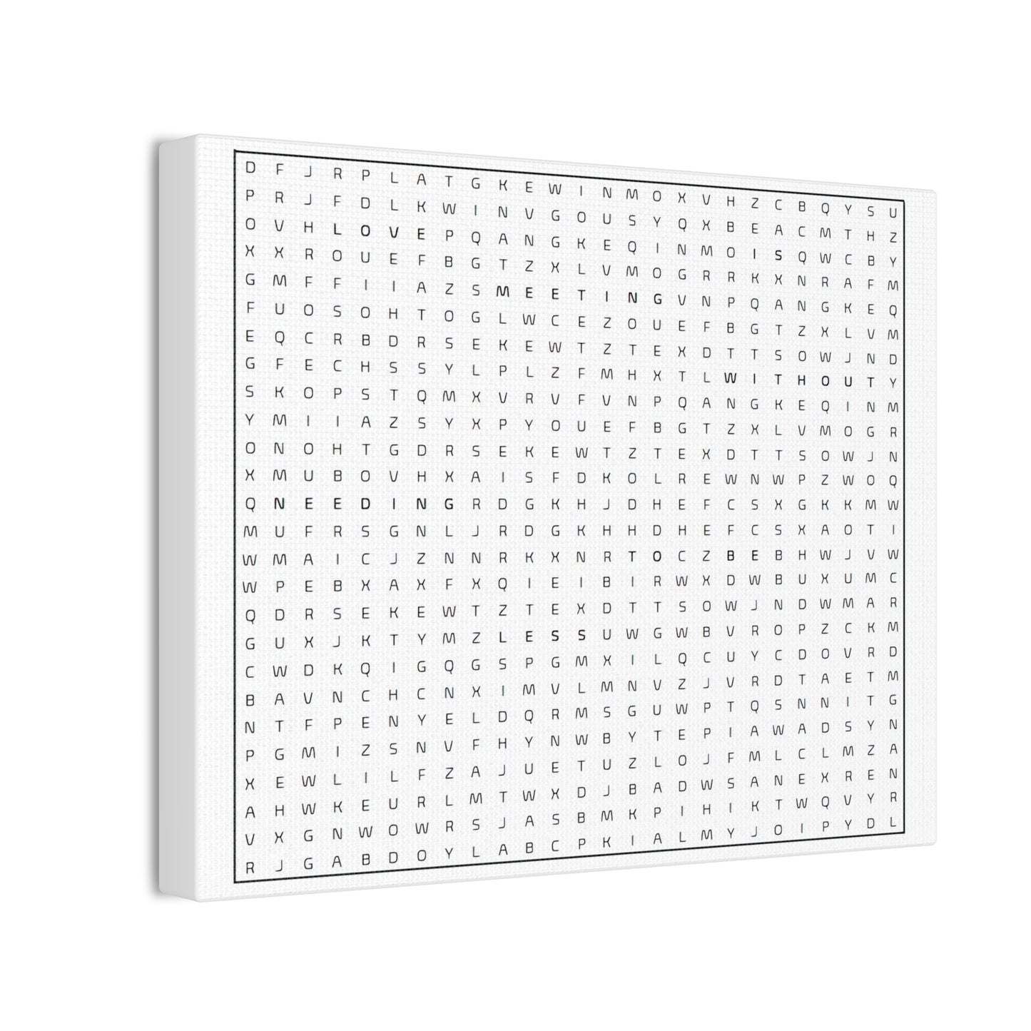 Minimalist Word Search Art Canvas – Black & White Typography Wall Decor