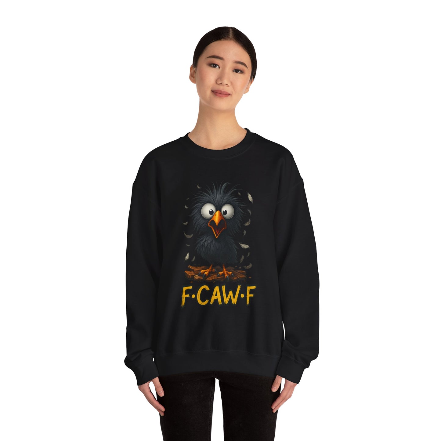 F-Cawf Funny Crewneck Sweatshirt, Cute Bird Sweatshirt, Unisex Sweatshirt Gift, Cozy Humor Apparel, Trendy Casual Wear