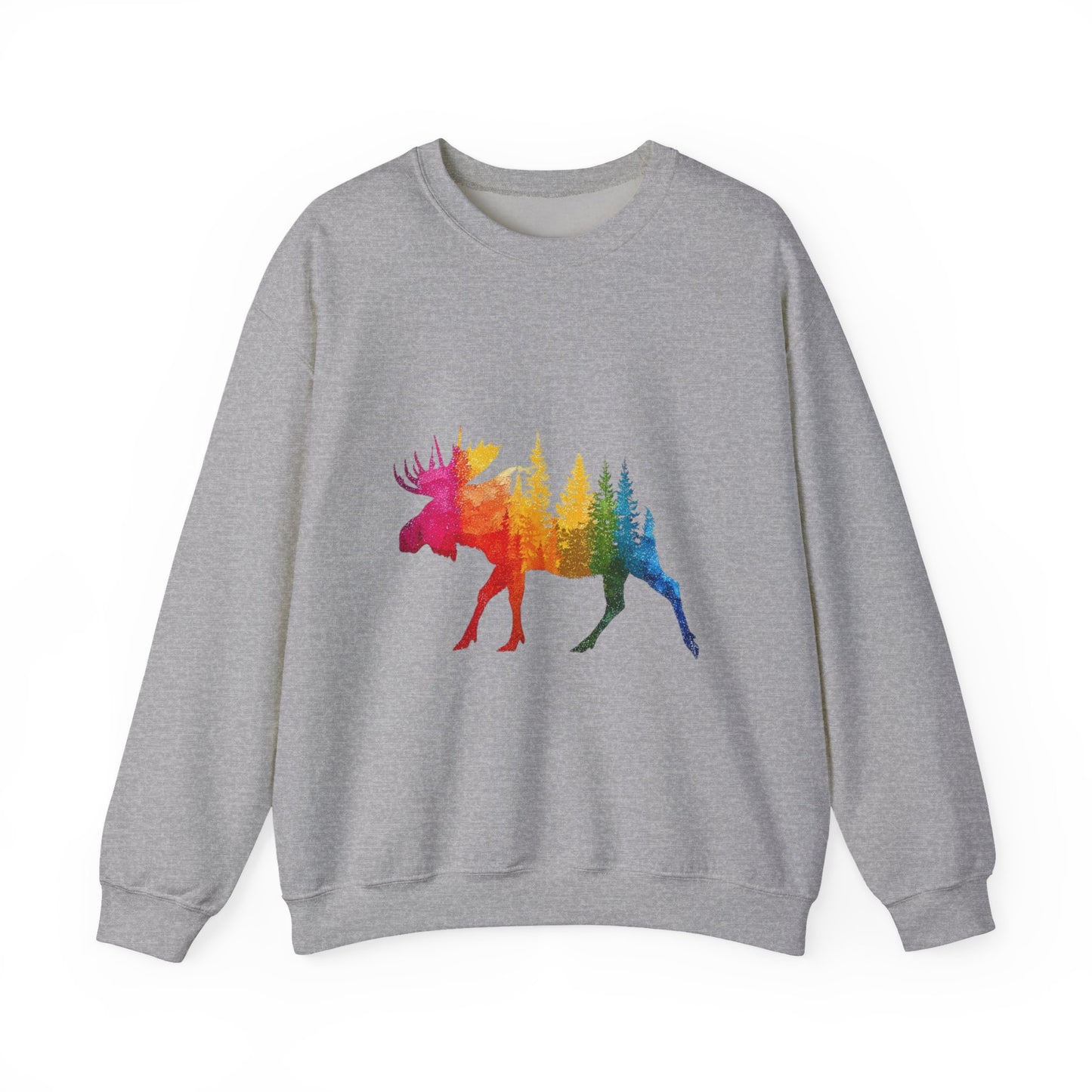 Moose Forest Crewneck Sweatshirt — LGBTQIA Wilderness Silhouette