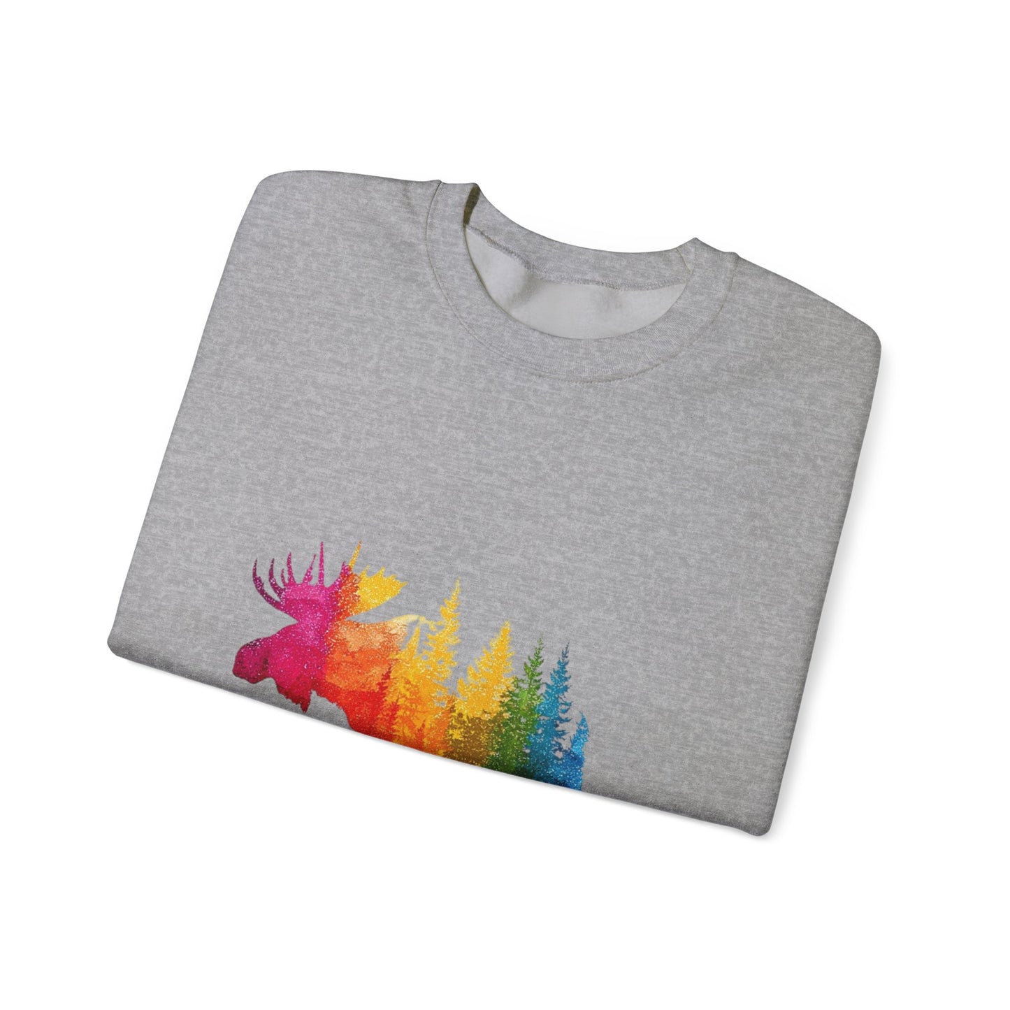 Moose Forest Crewneck Sweatshirt — LGBTQIA Wilderness Silhouette