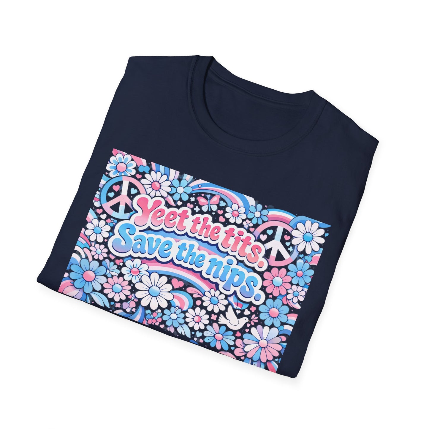 Transgender Colors Tee — "Yeet The Tits. Save The Nips."