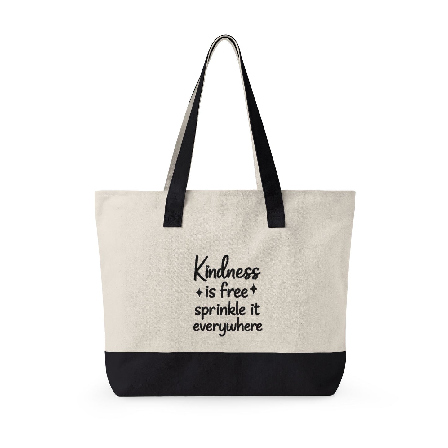 Canvas Tote Bag — “Kindness is Free, Sprinkle It Everywhere” Zippered Market Tote